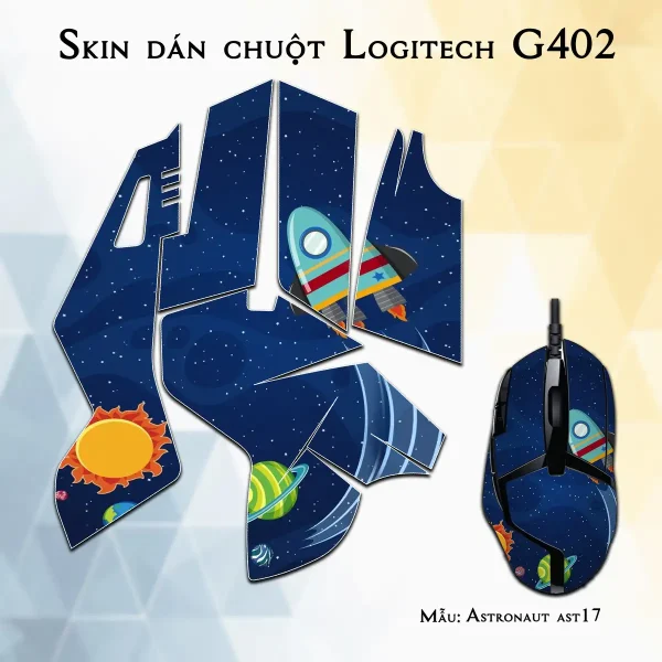 Skin dán chuột Logitech G402 mẫu Astronaut ast17