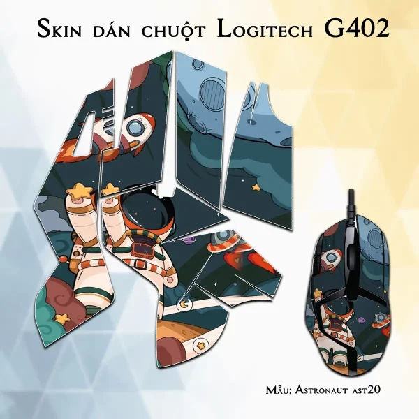Skin dán chuột Logitech G402 mẫu Astronaut ast20