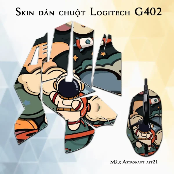 Skin dán chuột Logitech G402 mẫu Astronaut ast21