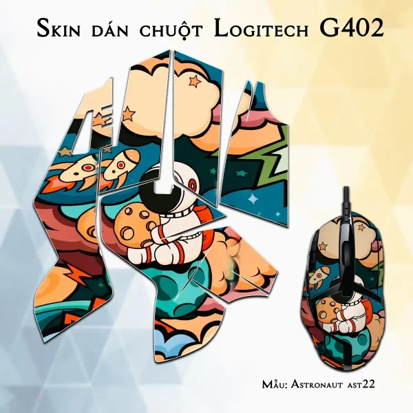 Skin dán chuột Logitech G402 mẫu Astronaut ast22