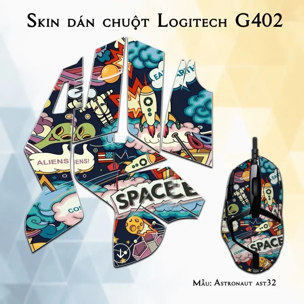 Skin dán chuột Logitech G402 mẫu Astronaut ast32