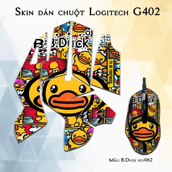 Skin dán chuột Logitech G402 mẫu B.Duck scu062