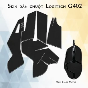 Skin dán chuột Logitech G402 mẫu Black Matrix