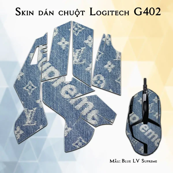 Skin dán chuột Logitech G402 mẫu Blue LV Supreme