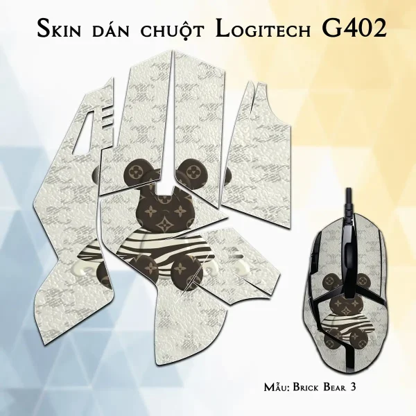Skin dán chuột Logitech G402 mẫu Brick Bear 3