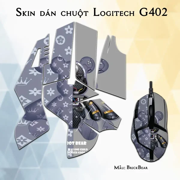 Skin dán chuột Logitech G402 mẫu BrickBear