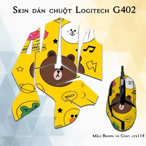 Skin dán chuột Logitech G402 mẫu Brown và Cony atk114