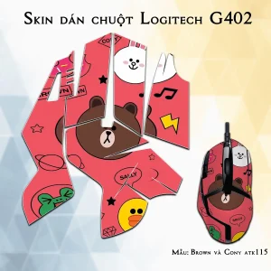 Skin dán chuột Logitech G402 mẫu Brown và Cony atk115