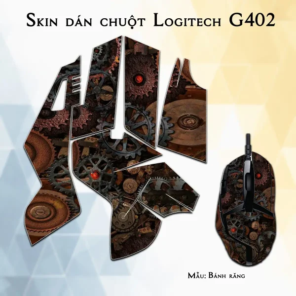 Skin dán chuột Logitech G402 mẫu Bánh răng