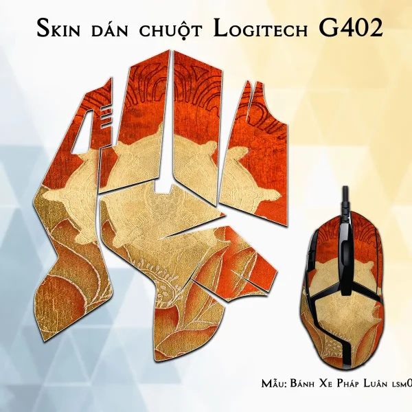Skin dán chuột Logitech G402 mẫu Bánh Xe Pháp Luân lsm004