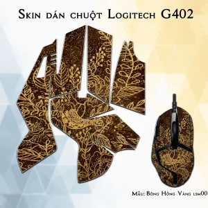 Skin dán chuột Logitech G402 mẫu Bông Hồng Vàng lsm007