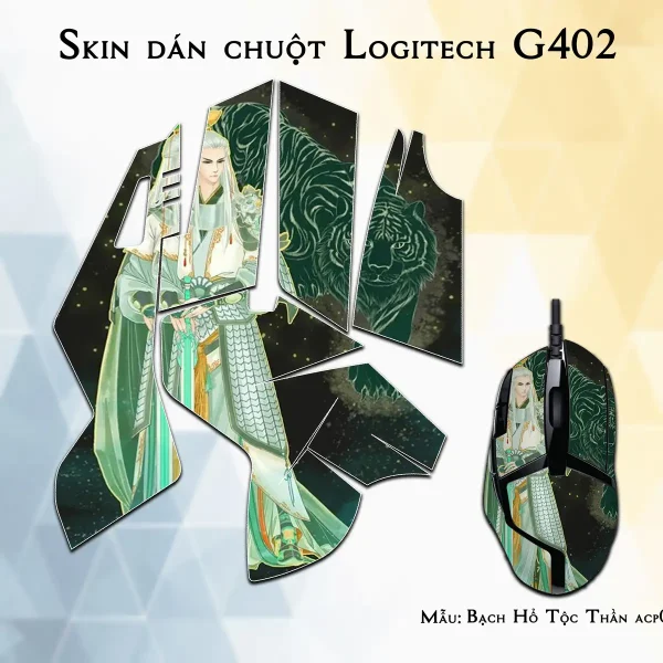Skin dán chuột Logitech G402 mẫu Bạch Hổ Tộc Thần acp029