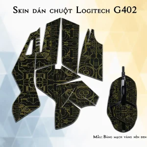 Skin dán chuột Logitech G402 mẫu Bảng mạch vàng nền đen
