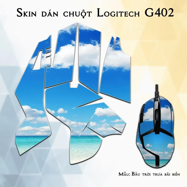 Skin dán chuột Logitech G402 mẫu Bầu trời trưa bãi biển