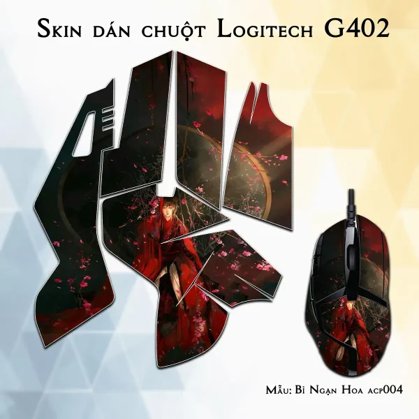 Skin dán chuột Logitech G402 mẫu Bỉ Ngạn Hoa acp004