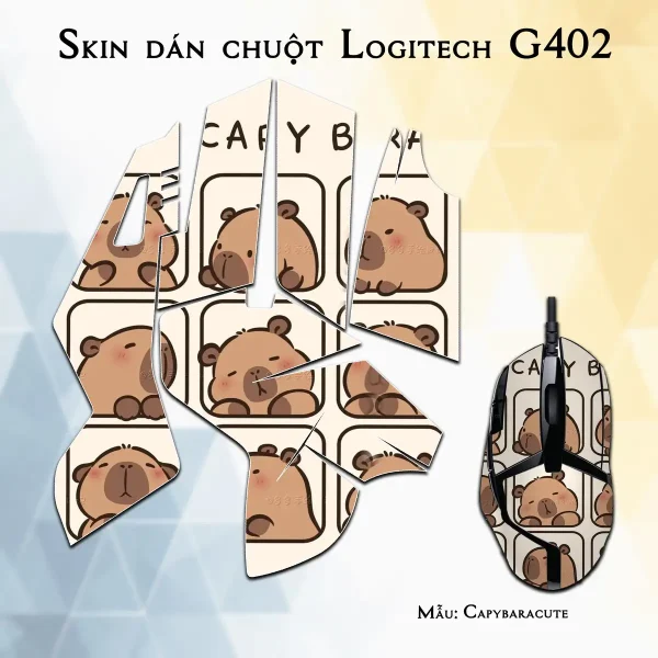 Skin dán chuột Logitech G402 mẫu Capybaracute