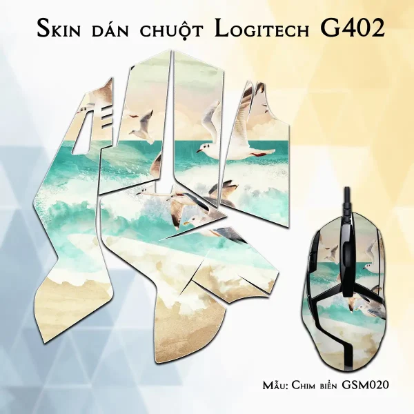 Skin dán chuột Logitech G402 mẫu Chim biển GSM020