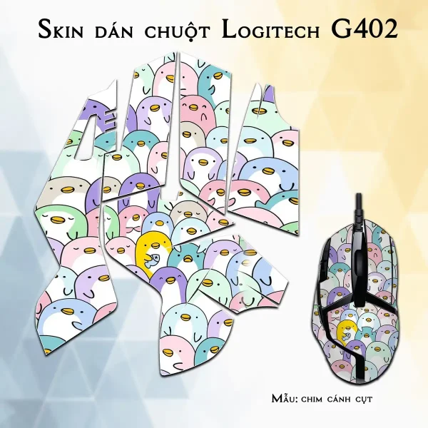 Skin dán chuột Logitech G402 mẫu chim cánh cụt