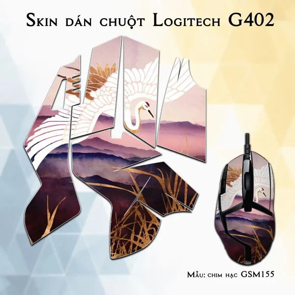 Skin dán chuột Logitech G402 mẫu chim hạc GSM155