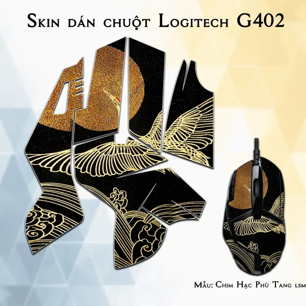 Skin dán chuột Logitech G402 mẫu Chim Hạc Phù Tang lsm012