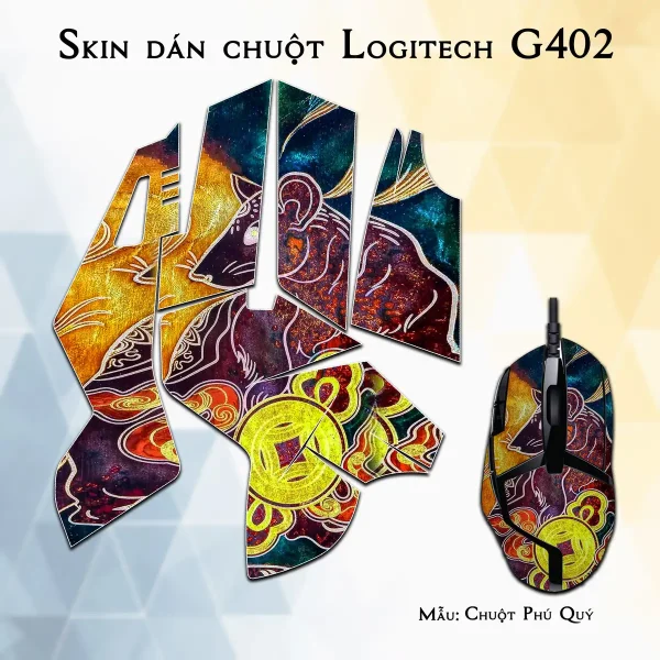 Skin dán chuột Logitech G402 mẫu Chuột Phú Quý