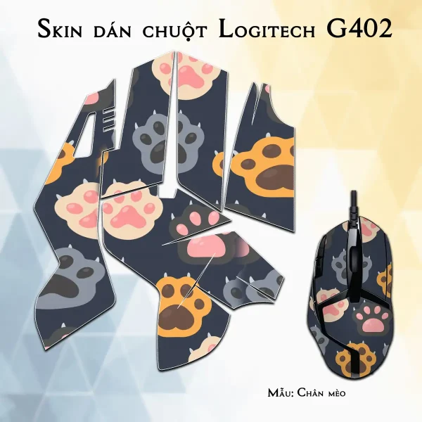 Skin dán chuột Logitech G402 mẫu Chân mèo