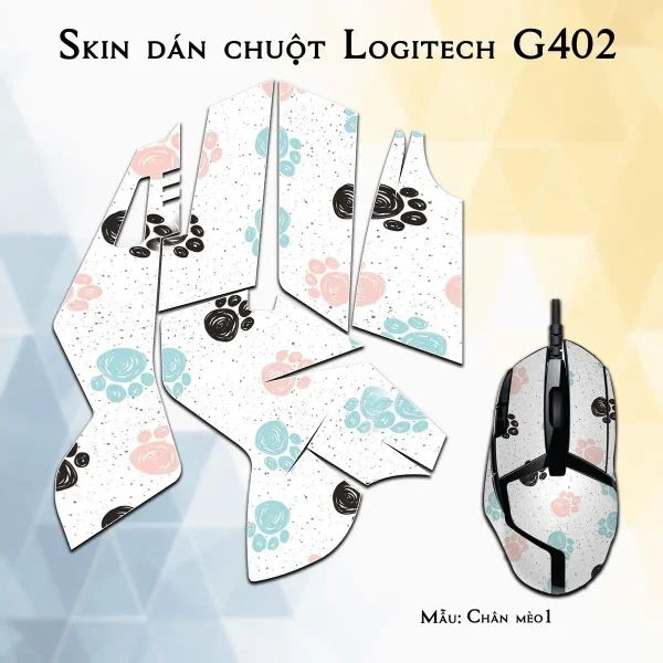 Skin dán chuột Logitech G402 mẫu Chân mèo1