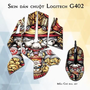 Skin dán chuột Logitech G402 mẫu Chó bull art