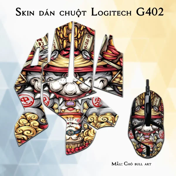 Skin dán chuột Logitech G402 mẫu Chó bull art