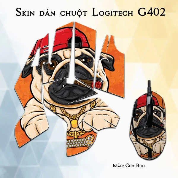 Skin dán chuột Logitech G402 mẫu Chó Bull