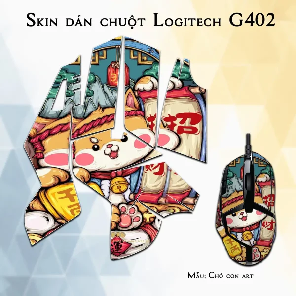 Skin dán chuột Logitech G402 mẫu Chó con art