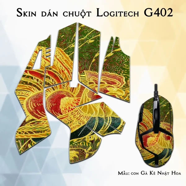 Skin dán chuột Logitech G402 mẫu con Gà Kê Nhật Hoa