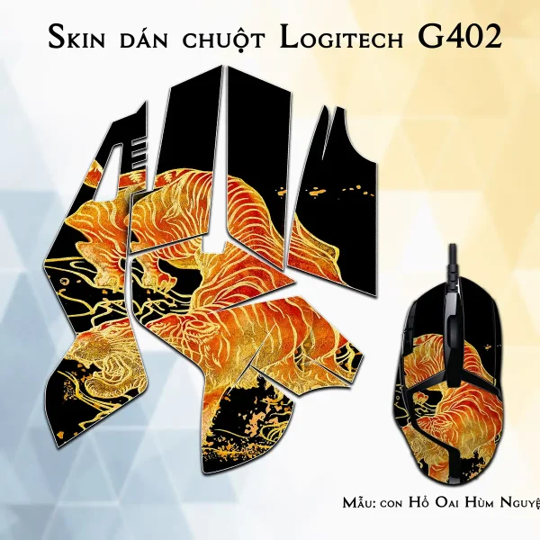 Skin dán chuột Logitech G402 mẫu con Hổ Oai Hùm Nguyệt Dạ