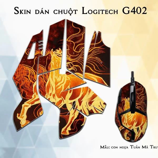 Skin dán chuột Logitech G402 mẫu con ngựa Tuấn Mã Truy Phong