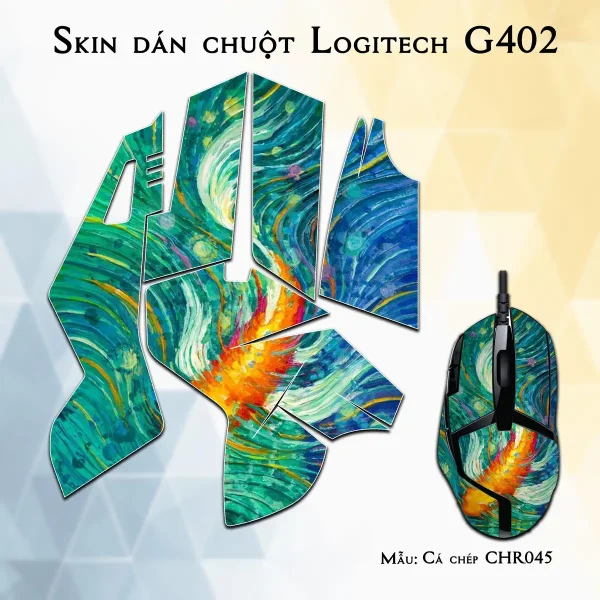 Skin dán chuột Logitech G402 mẫu Cá chép CHR045