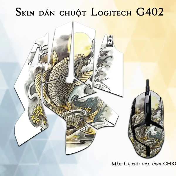 Skin dán chuột Logitech G402 mẫu Cá chép hóa rồng CHR001