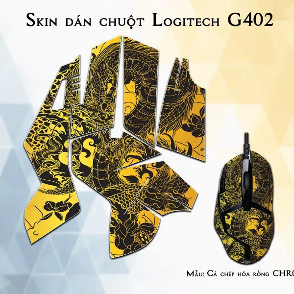 Skin dán chuột Logitech G402 mẫu Cá chép hóa rồng CHR002-2