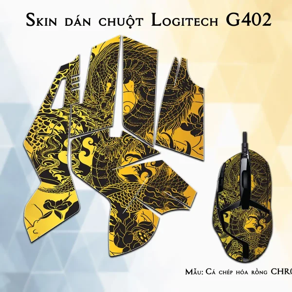 Skin dán chuột Logitech G402 mẫu Cá chép hóa rồng CHR002