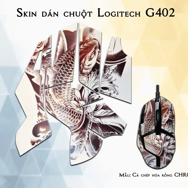 Skin dán chuột Logitech G402 mẫu Cá chép hóa rồng CHR004
