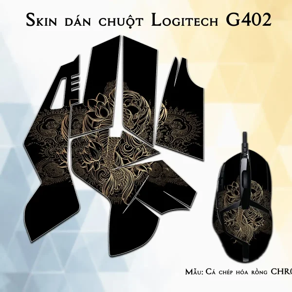 Skin dán chuột Logitech G402 mẫu Cá chép hóa rồng CHR009