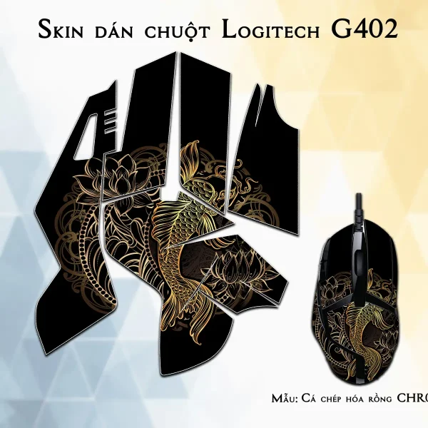 Skin dán chuột Logitech G402 mẫu Cá chép hóa rồng CHR010