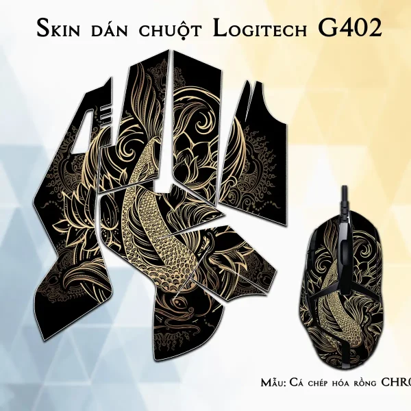 Skin dán chuột Logitech G402 mẫu Cá chép hóa rồng CHR011
