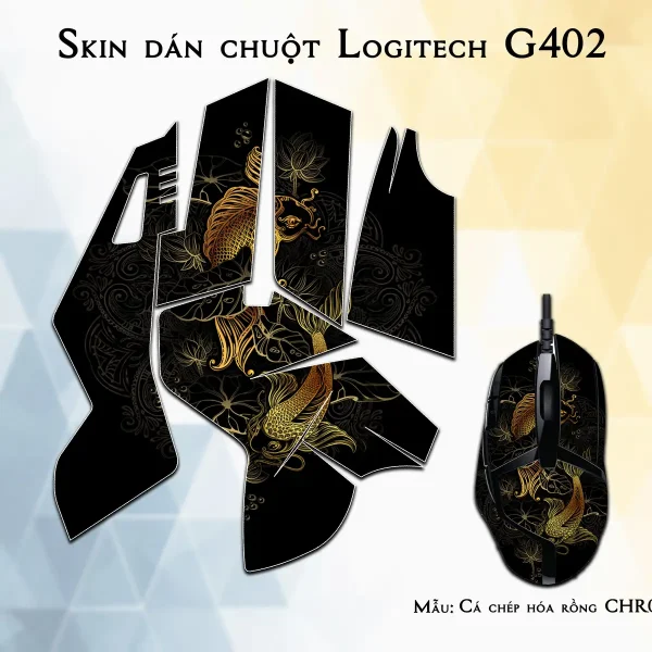 Skin dán chuột Logitech G402 mẫu Cá chép hóa rồng CHR012