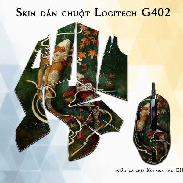 Skin dán chuột Logitech G402 mẫu cá chép Koi mùa thu CHR017