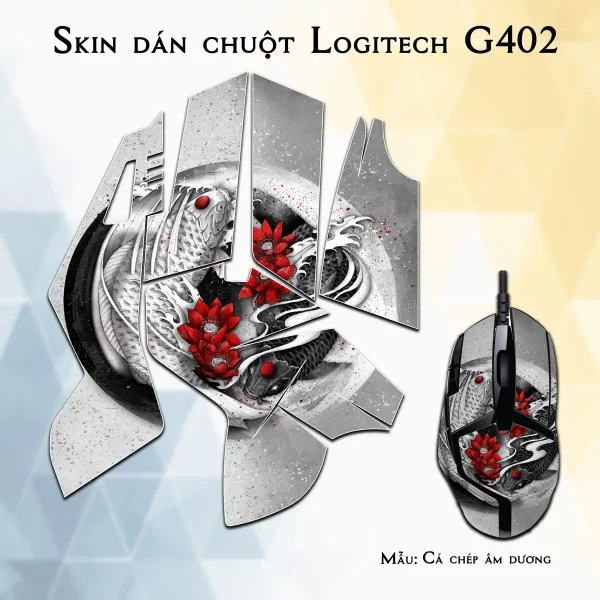 Skin dán chuột Logitech G402 mẫu Cá chép âm dương