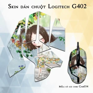 Skin dán chuột Logitech G402 mẫu cô gái chibi Chib034