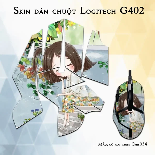 Skin dán chuột Logitech G402 mẫu cô gái chibi Chib034