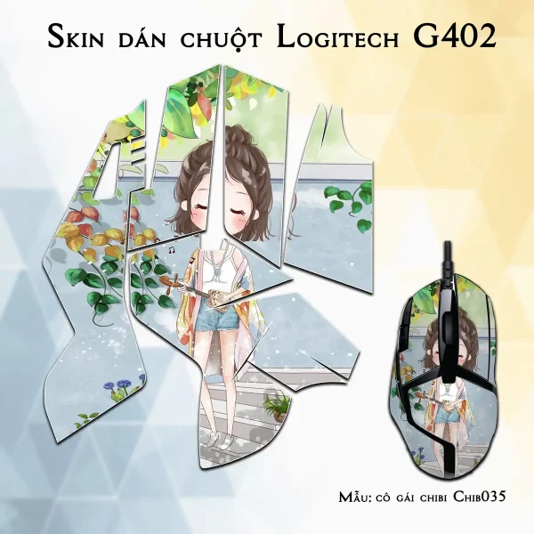 Skin dán chuột Logitech G402 mẫu cô gái chibi Chib035