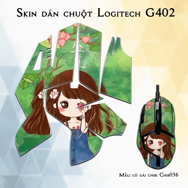 Skin dán chuột Logitech G402 mẫu cô gái chibi Chib036