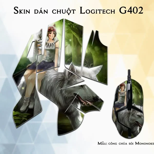 Skin dán chuột Logitech G402 mẫu công chúa sói Mononoke csm001